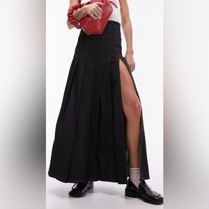 Top shop Raw Pleat midi skirt indigo